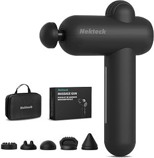 Nekteck Massage Gun Deep Tissue: 12mm Amplitude, 30 Speeds, 5 Heads, Quiet USB-C Rechargeable - Full-Body Pain Relief Massager