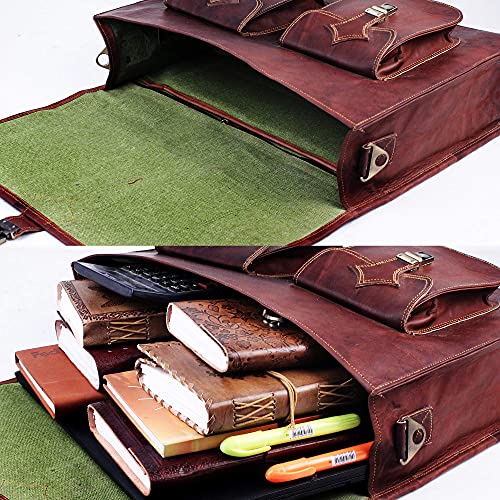 Leather Briefcase for Men 18 Inch | Vintage Large Messenger Bag | Brown Laptop Bag with Rustic Look4
