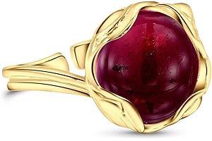 Garnet Adjustable Ring: 925 Gold Beauty