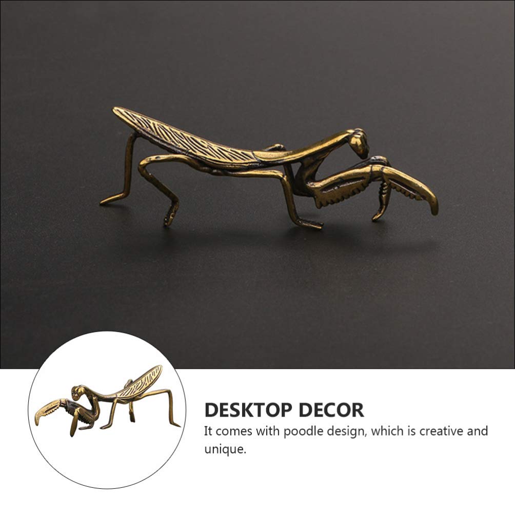 Qcwwy Kupfer Gottesanbeterin Figur - Antike Messing Statue Für Feng Shui Deko