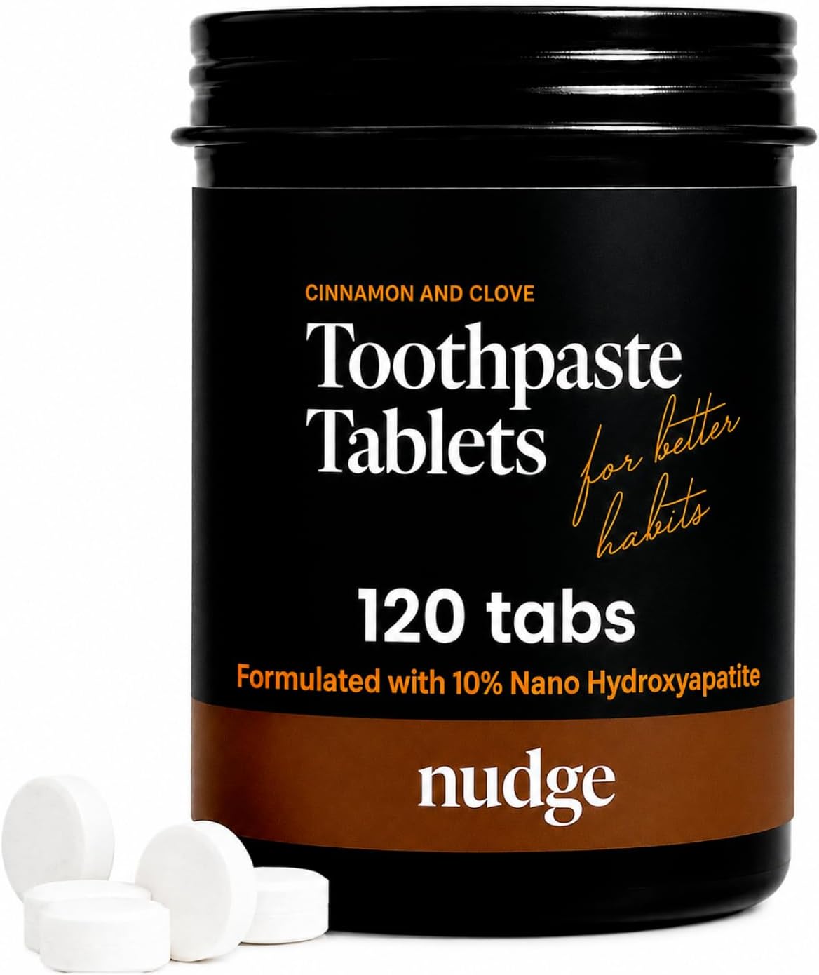 Nudge 10% Nano Hydroxyapatite Toothpaste Tablets, Cinnamon Clove 120ct