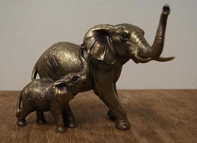 Leonardo LP41961 Figure | Bronze Elephant and Calf Reflections | 1 Piece-21x8x12 cm Accessory