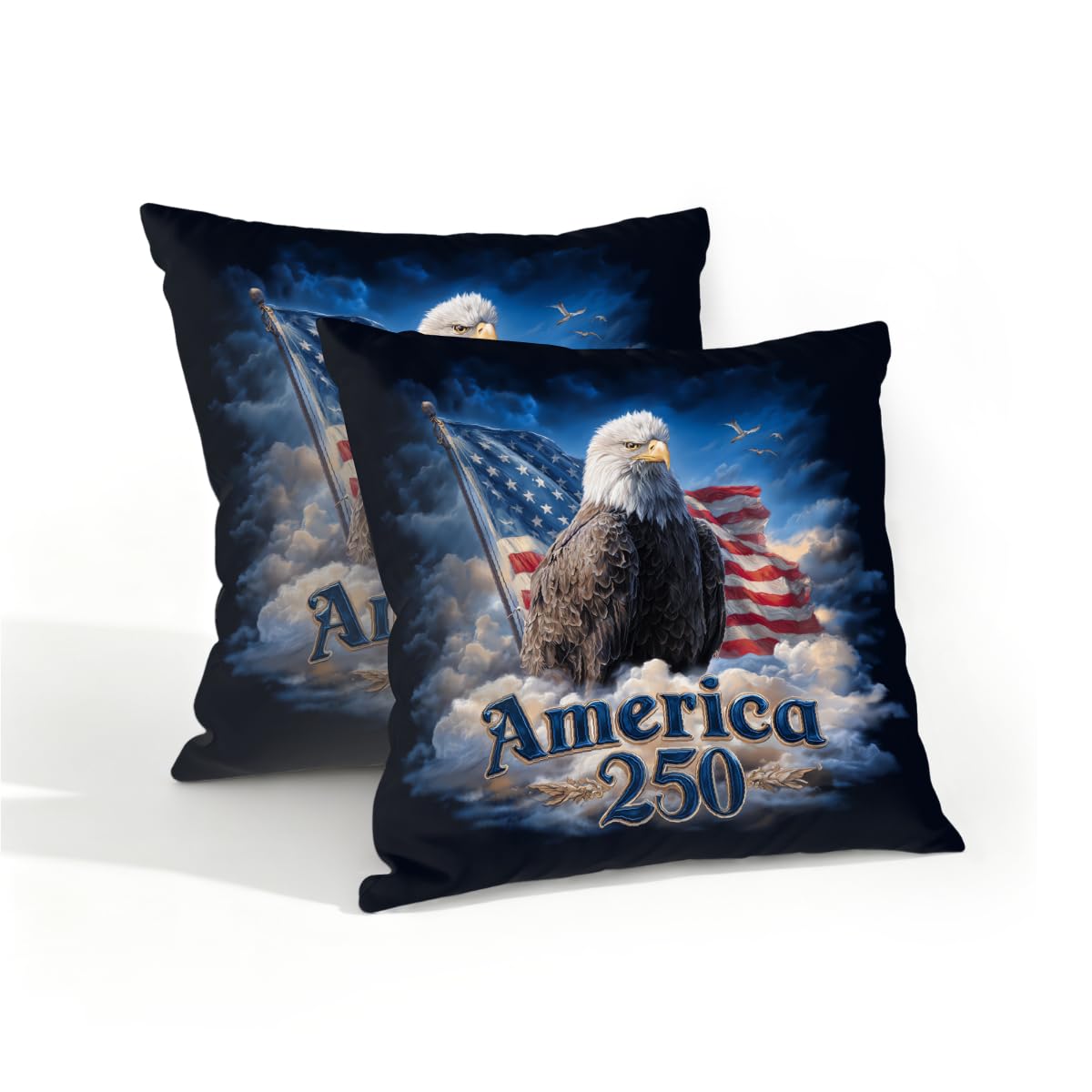 Outdoor Pillow Covers Waterproof Pillowcases 16x16in Set of 2 America-250th Independence Day Eagle Decorative Throw Cushion Case for Couch Sofa Garden Patio Furniture