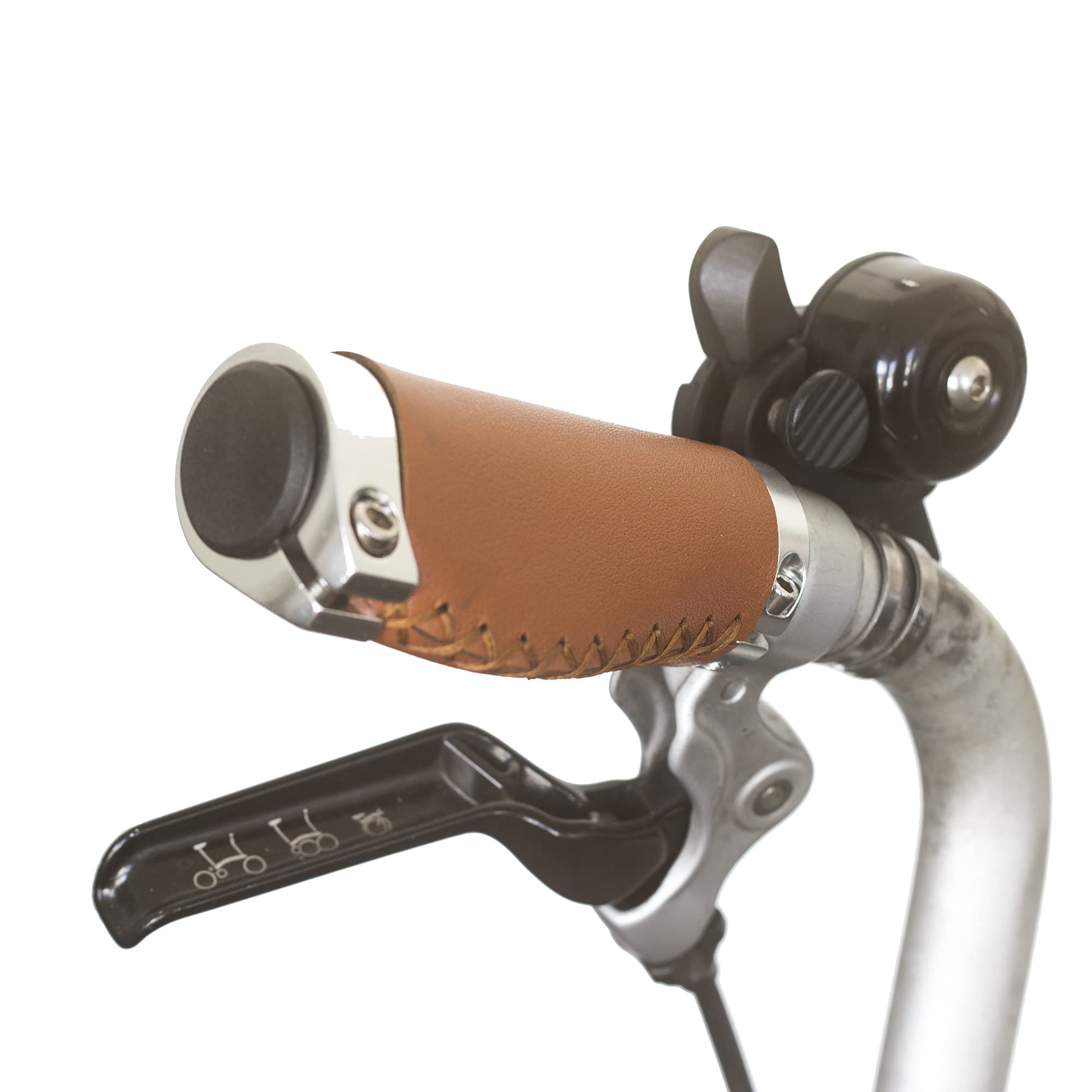 London CraftworkShort Ergonomic Grips for BROMPTON Eco Leather M type BROWN