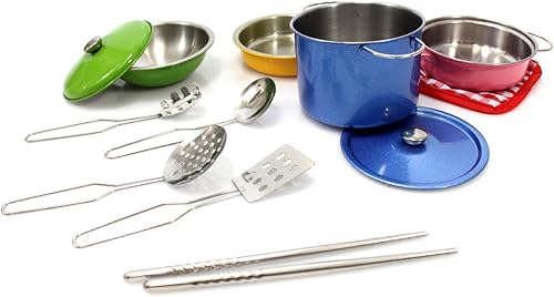Miniatura 4 de PowerTRC Juego de ollas y sartenes de metal coloridos con utensilios para niños
