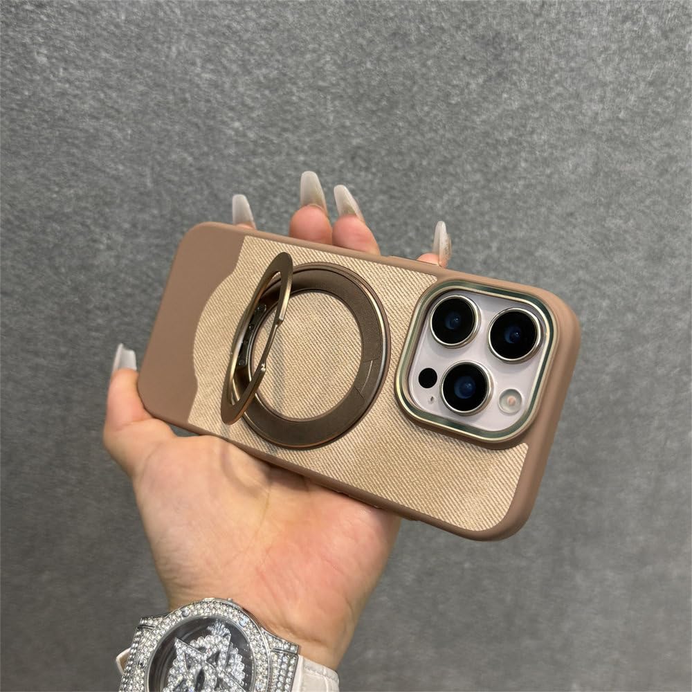 Magnetyczny obrotowy uchwyt 360° matowy pokrowiec do iPhone'a 17 16 15 14 13 Pro Max 17 Air z ładowaniem bezprzewodowym, odporny na wstrząsy, szary, do iPhone'a 17 Pro