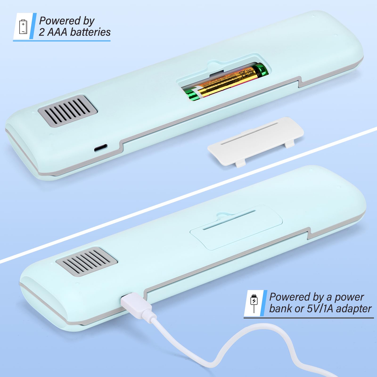 YourMate Estuche esterilizador de cepillo de dientes UVC, estuche desinfectante de viaje para Houshold y Traving Power por batería AAA o USB-C azul