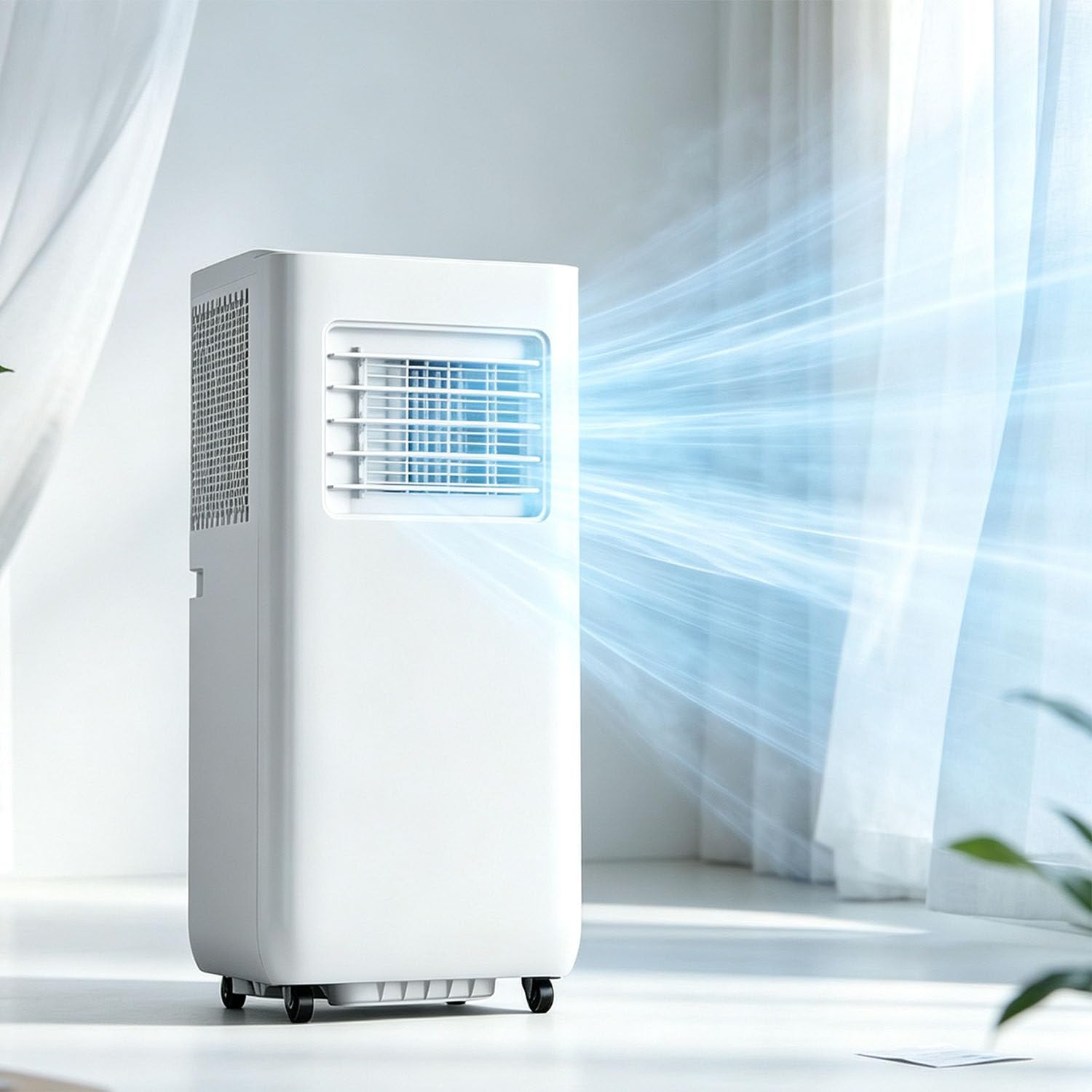 14000 BTU Portable Air Conditioner, 4-in-1 Air Conditioning Unit, Pedestal Air Conditioner, Quiet Portable Air Conditioner with Remote Control for Apartments, Dorms, Bedrooms, and Kitchens 14000BUT