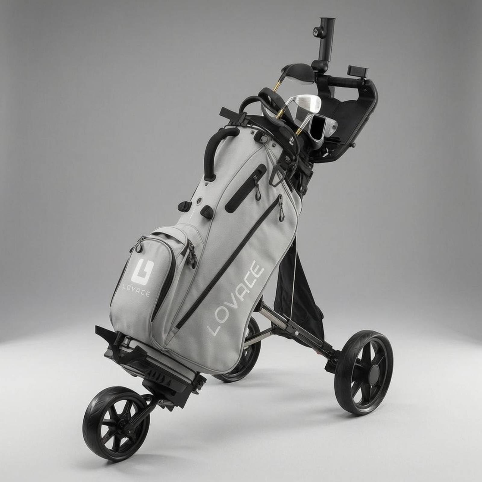 Carro de Golf Plegable Carrito Trolley Empujable con Estructura de Aleación de Aluminio Ruedas Estables Porta y Soporte para Marcador Adecuado para, Azul