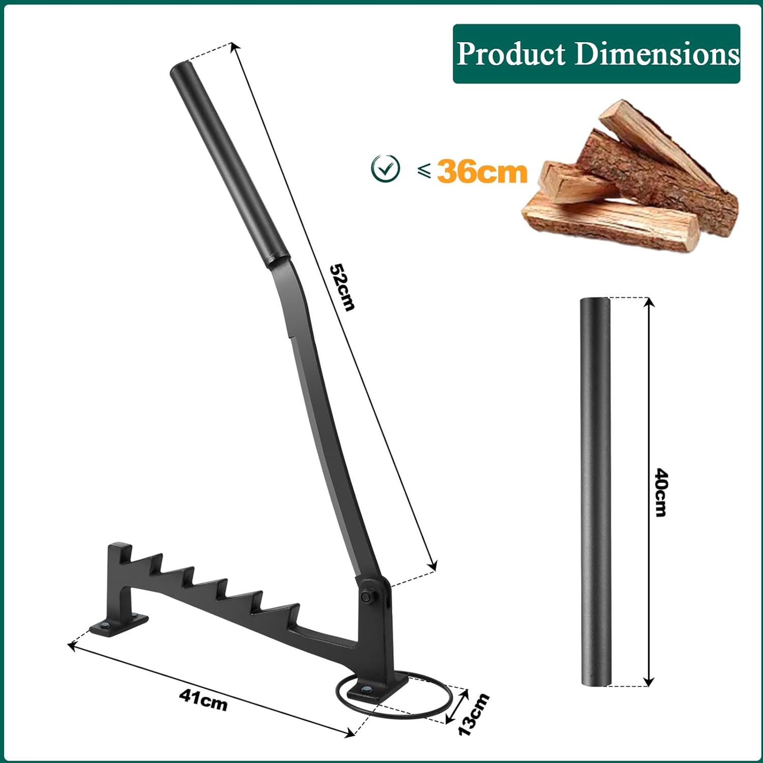 Kindling Splitter for Wood, Wall Mounted Manual Firewood Splitte, Log Splitter Wood with Extended Handle, High-Efficiency Labor-Saving Firewood Splitter for Indoor and Outdoor Camping