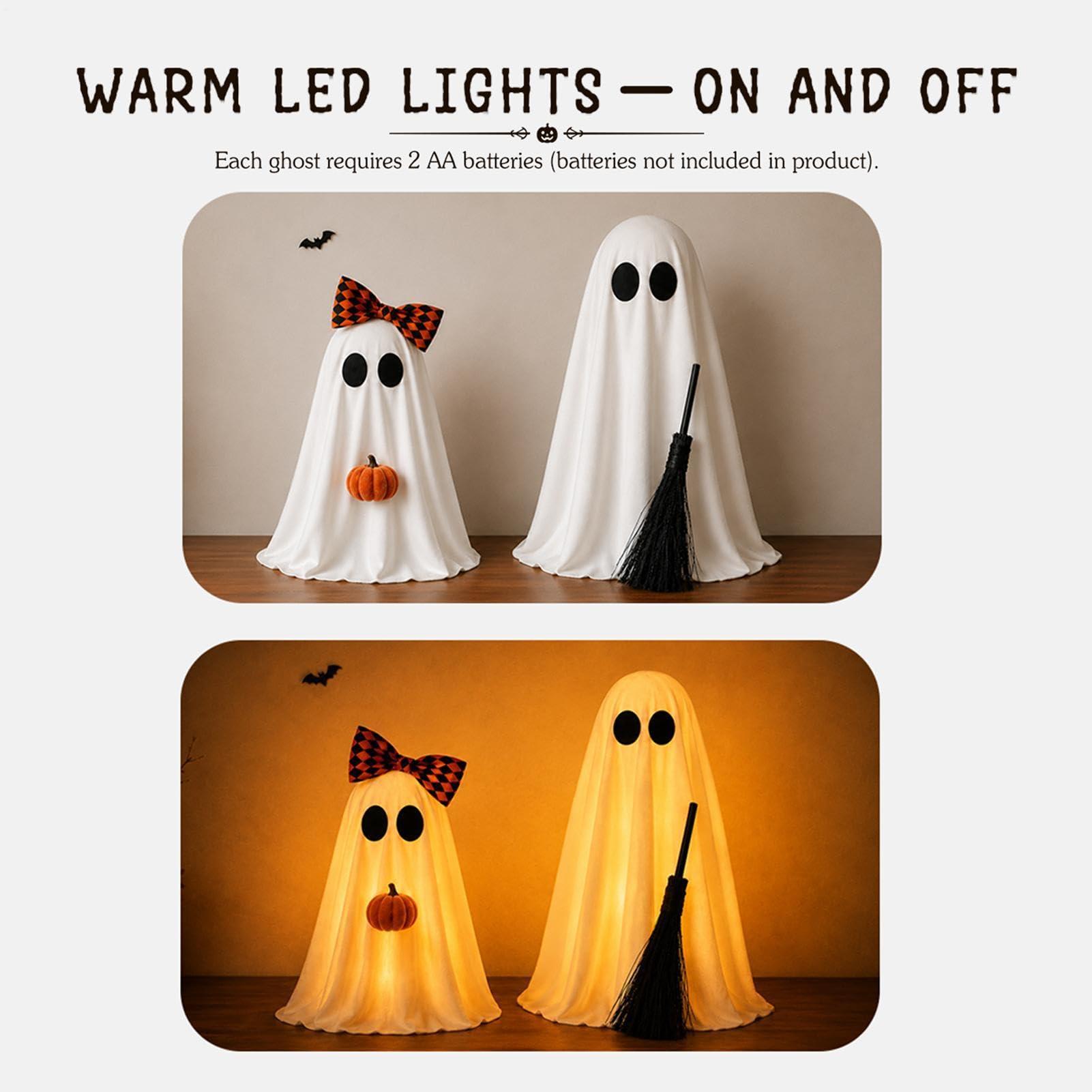 Decorazione per Halloween, spaventosa, carina, divertente decorazione da tavolo a LED