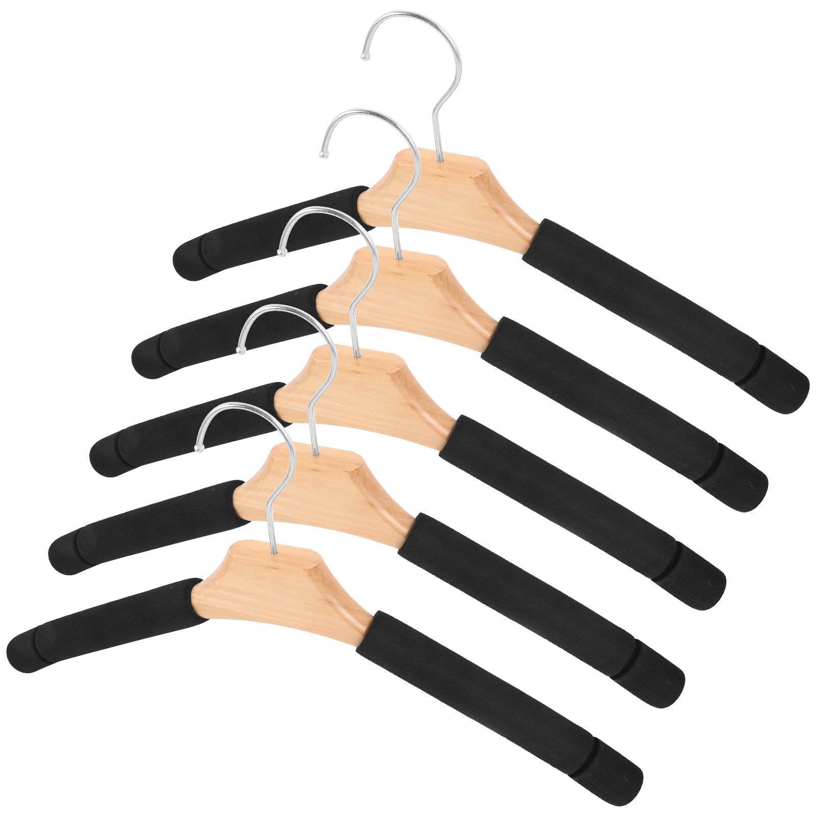 Cintres en bois anti-glisse et mousse lot de 5 pour éviter les traces sur les vêtements