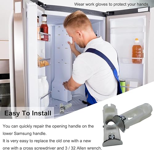 Miniatura 5 de DA61-07540A - Kit de soporte para manija de puerta de refrigerador y congelador compatible con Samsung Refrigerador Reemplazo AP5578979 PS4145181