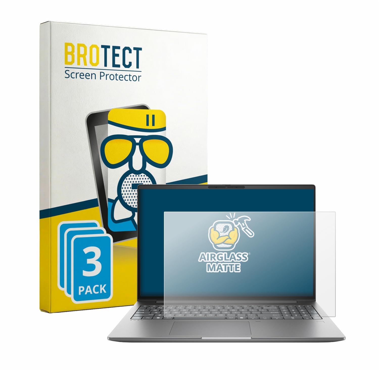 brotect 3 Pezzi Pellicola Vetro per HP Zbook X G2i 16" | Opaca Protezione Schermo Made in Germany, Anti-Riflesso Durezza 9H Anti-Graffio