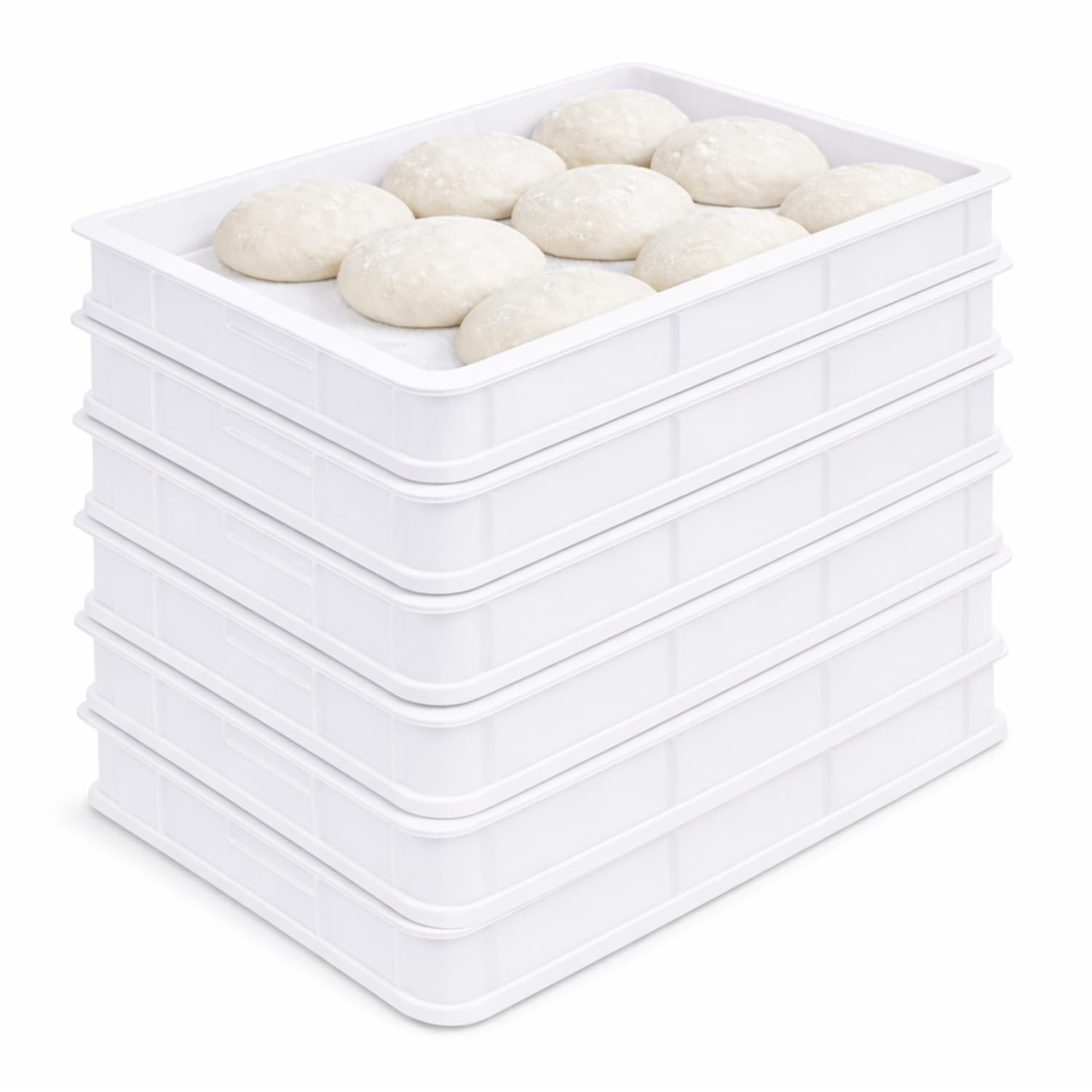 VIRSUS Cassetta per impasti Pizza e Pane HD1, misura 60x40x10 cm e capacità 20 Litri, colore neutro, Contenitore per alimenti, porta impasto per panetti SENZA COPERCHIO (6)