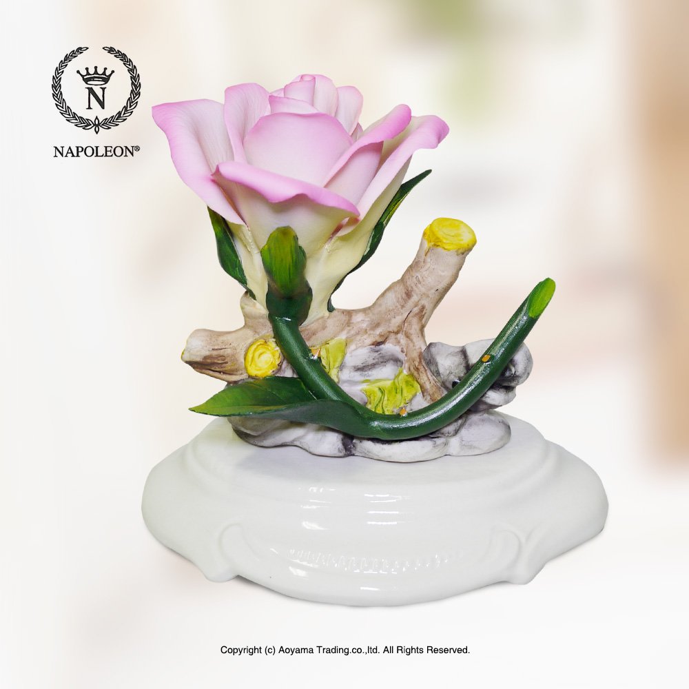 Amazon.co.jp: ナポレオン社 イタリア製 陶花 ピンクのバラ 陶器の花