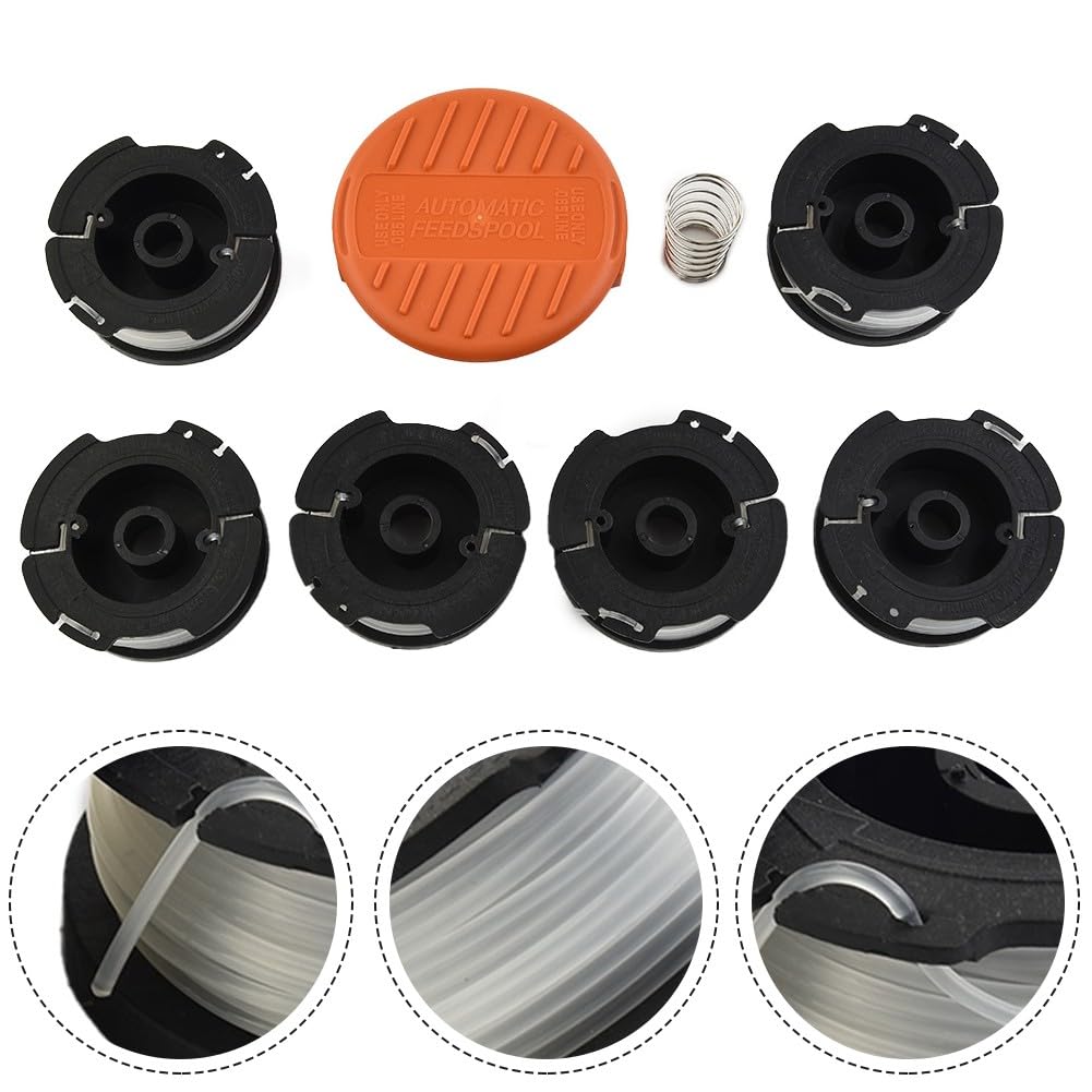 Bobine de fil en nylon ABS pour débroussailleuse Black & Decker GL280 GL230 GL340 (6 bobines de fil + 1 capuchon de bobine + 1 ressort)
