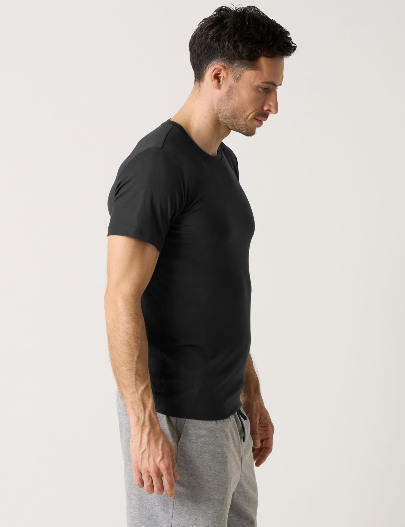 LAPASA Lot de 2 T-Shirts Homme en Micromodal Uni Manches Courtes Maillots de Corps Doux et Confortable M07 M08