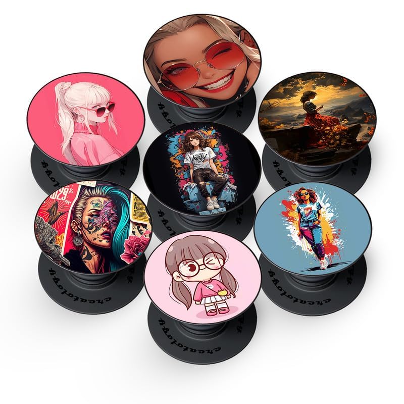 creatology® pop-socket pop grip – compatible with samsung, iphone, oneplus & more phone cases – anti-drop, one-handed use, phone stand (pack of 1) (girls)