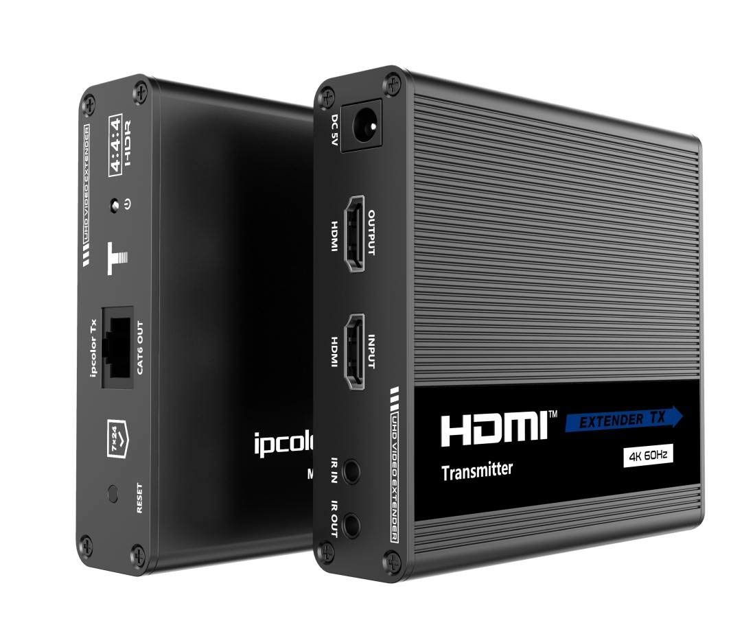 PremiumCord Extender HDMI 4K su 70m Tramite Cavo Patch Cat6 / Cat6A / Cat7, trasmettitore e Ricevitore IR, HDMI 2.0, Arc, risoluzione Video Ultra HD 4K @ 60Hz