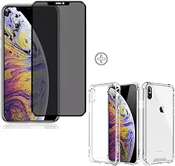 Película De Vidro Privacidade 3D Anti Spy Tela Toda Para iPhone + Capa Capinha Case (iPhone X/XS)