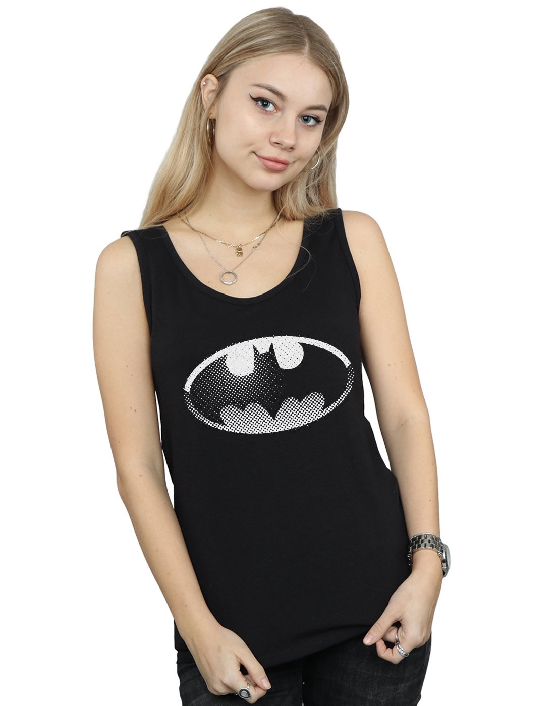 DC Comics Women's Batman Spot Logo Vest Medium Black
