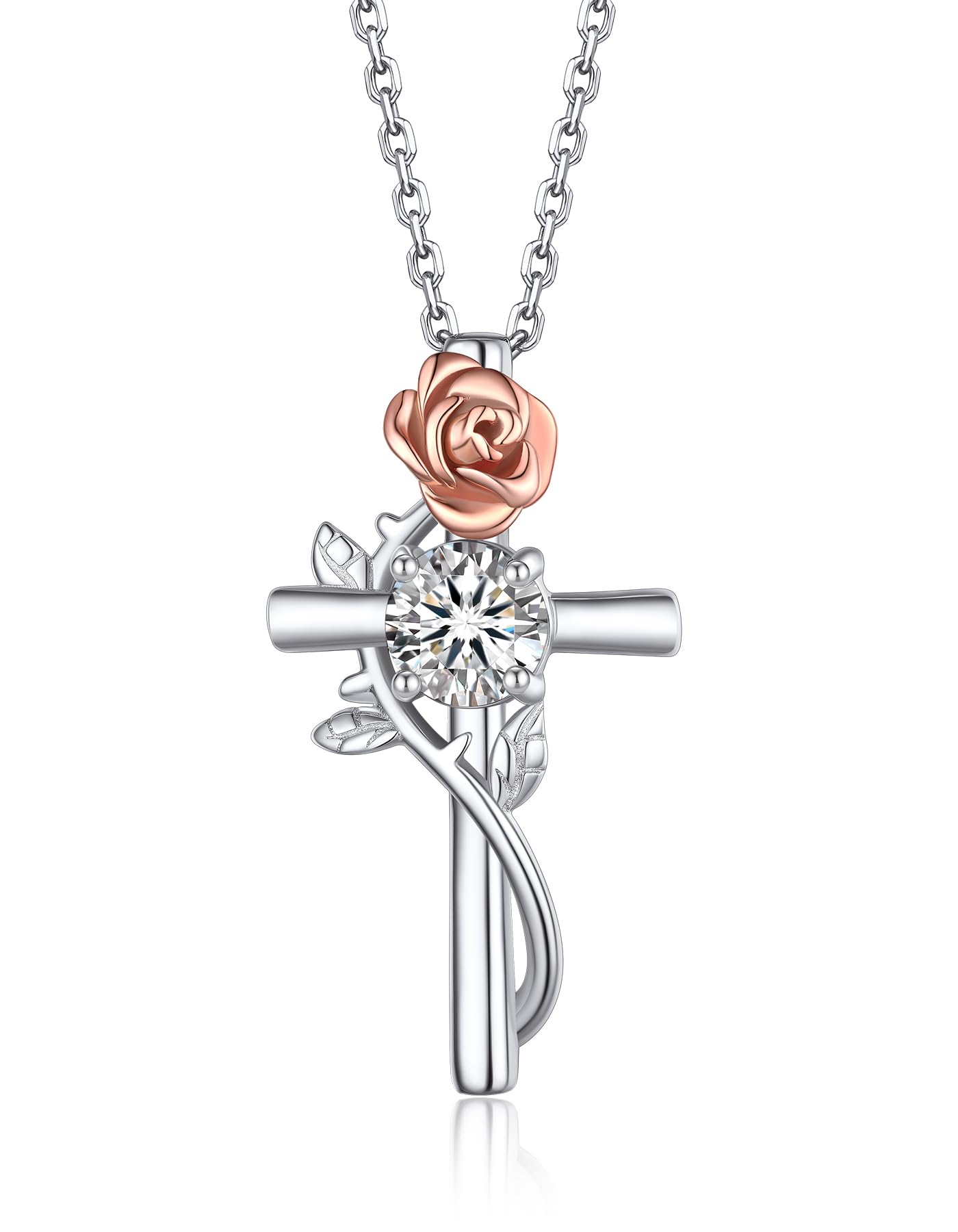 MomentWish Kreuz Kette Moissanite, 1,2 Karat Halskette mit Kreuz Anhänger Silber 925 Infinity Keltische Silberkette Schmuck Geschenke für Frauen und Herren