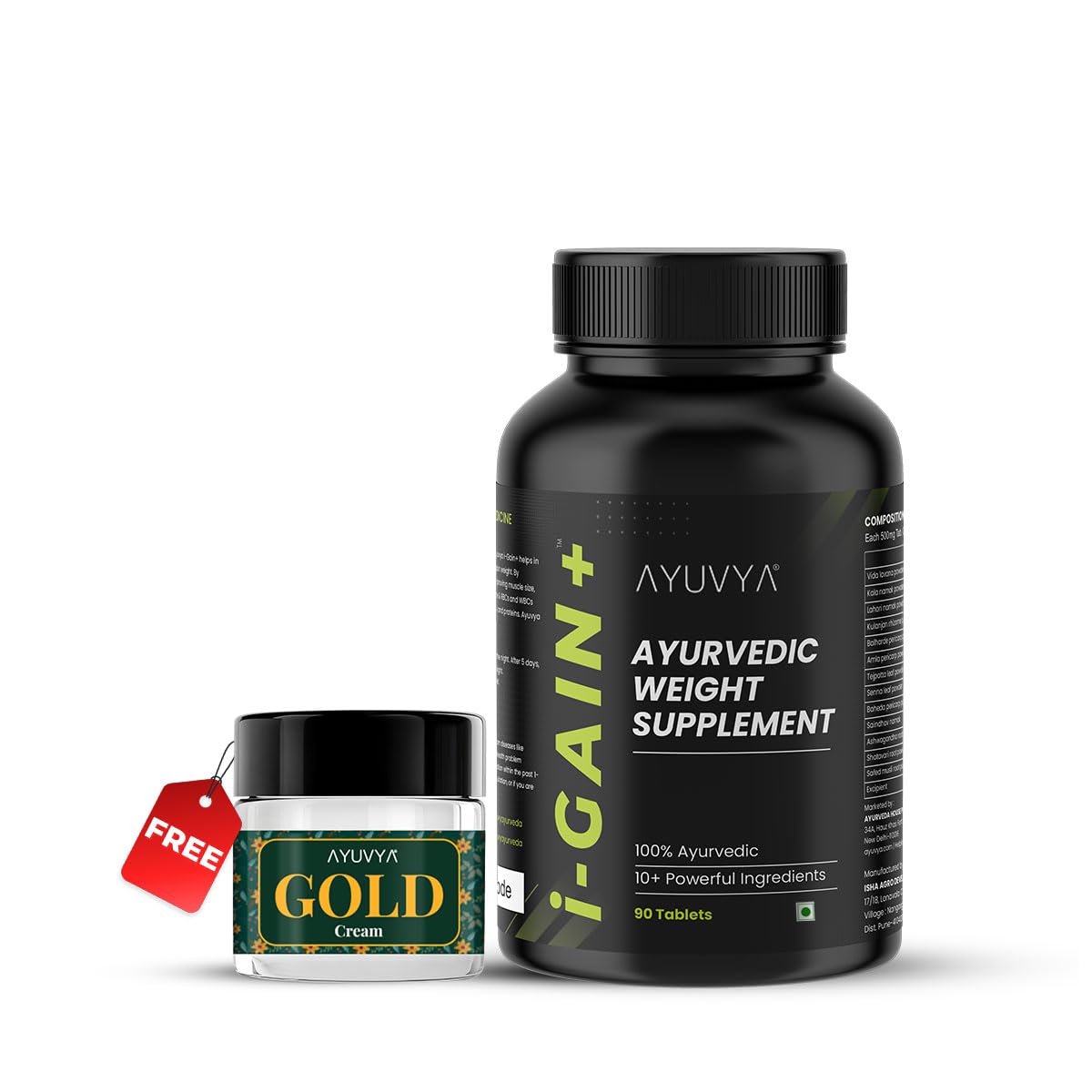 Ayuvya i-Gain+ 90 Tablets I New and improved formula I Ayurvedic Weight Gainer I Helps to Improve Digestion and Muscle Mass I 100% Ayurvedic | With Gold Night Cream (B0D9KHMVVT) Amazon Price History, Amazon Price Tracker