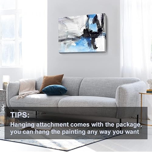 Miniatura 619 de Lienzo artístico para pared, pinturas de arte abstracto, fantasía azul, grafiti colorido sobre fondo blanco; decoración artística moderna para sala