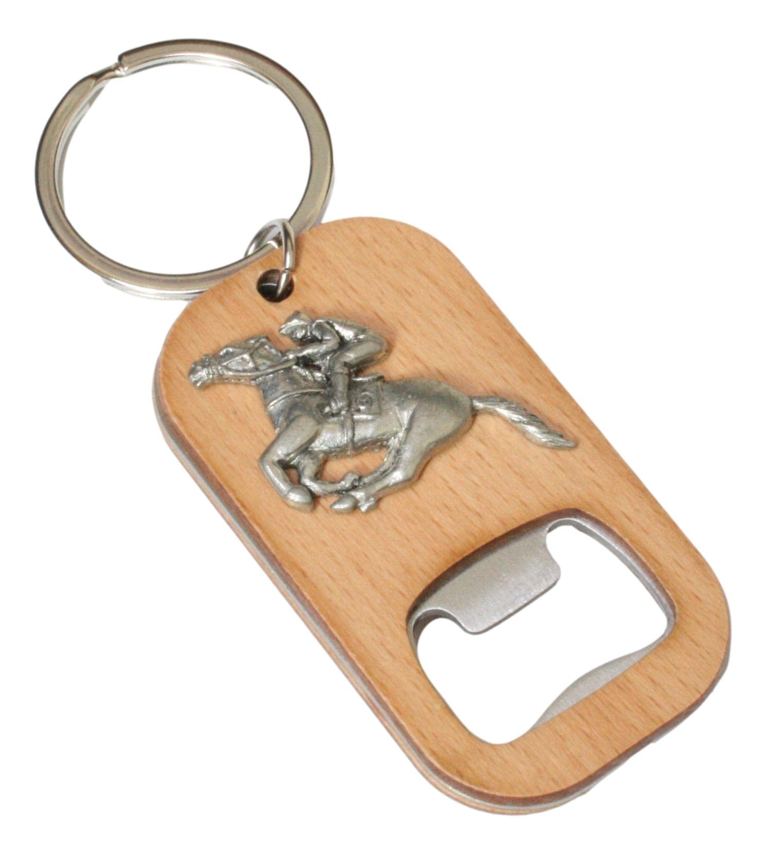 Horse Racing Keyring Bottle Opener Wooden Stainless Steel Key Chain Gift 187