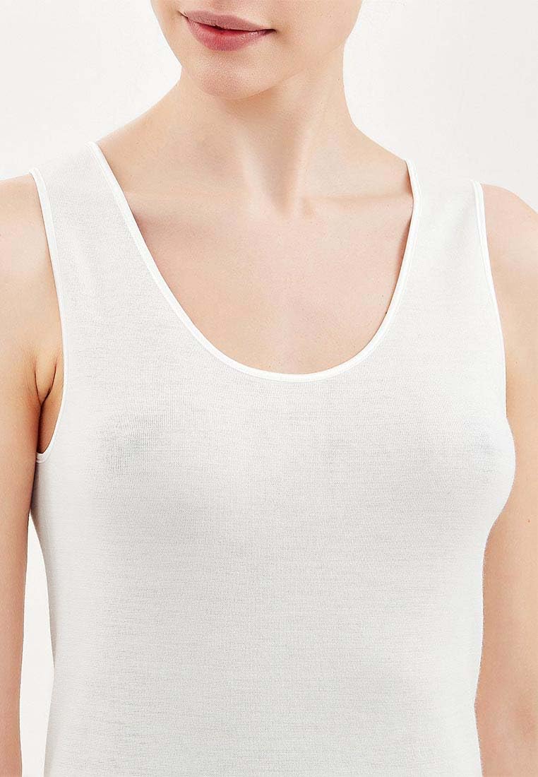 RAGNO 3 Canottiera Donna Spalla Larga 72452 Lana Cotone Bianco TG. 7