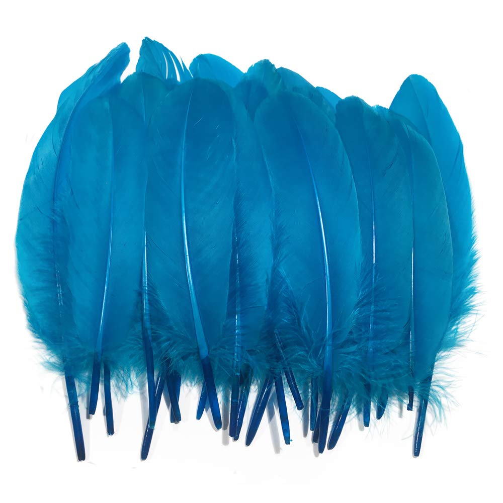 Barara king Goose Feather Beautiful Sky Blue Feathers 100Pcs 6-8inches Feathers are Suitable for DIY Craft Projects Clothing and Hats