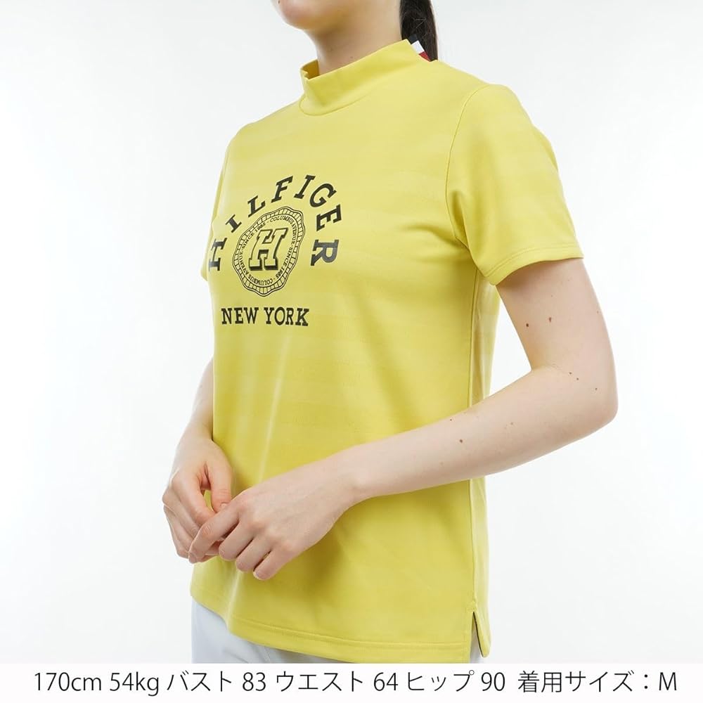  Hilfiger Golf 半袖　モックネック　イエロー　サイズL クラシックロゴ半袖モックネックシャツ | トミー ヒルフィガー