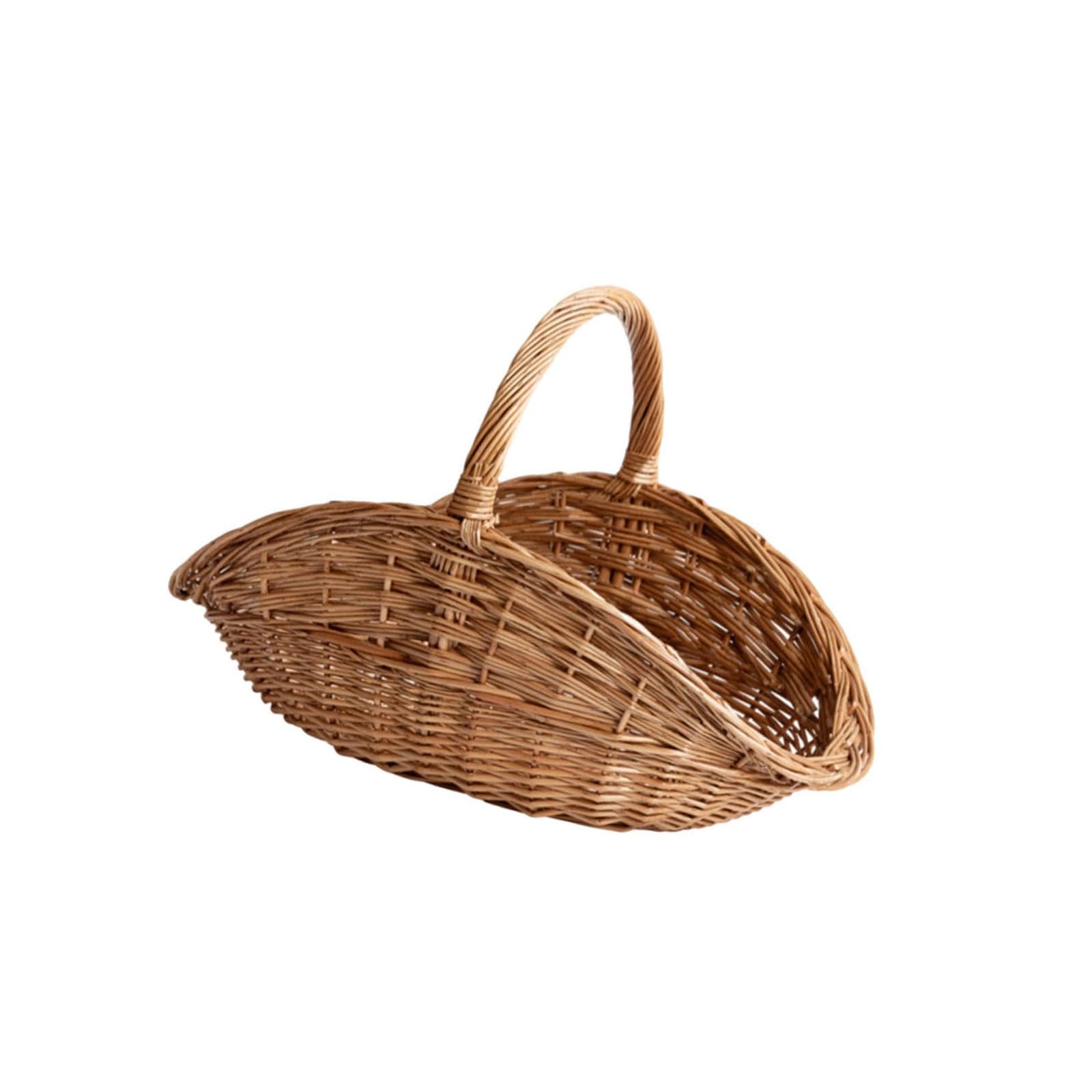 Natural Wicker Picnic Basket with Single Handle, Handwoven Willow Storage Hamper, Decorative for Picnics, Market Shopping, Harvesting Vegetables & Flower Arrangements, Home Decor