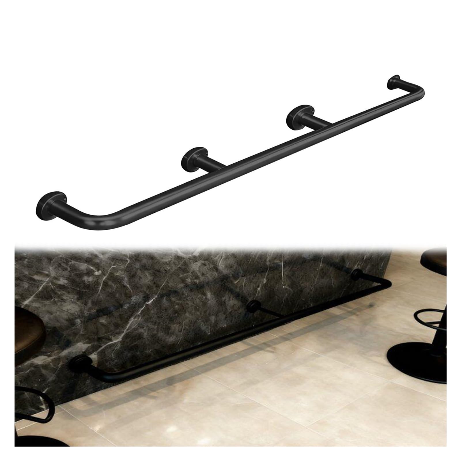 Barre de pied murale en acier inoxydable pour restaurant, pub, matériel de repose-pieds avec connecteur interne et vis, installation facile à faire soi-même, 5,2 m