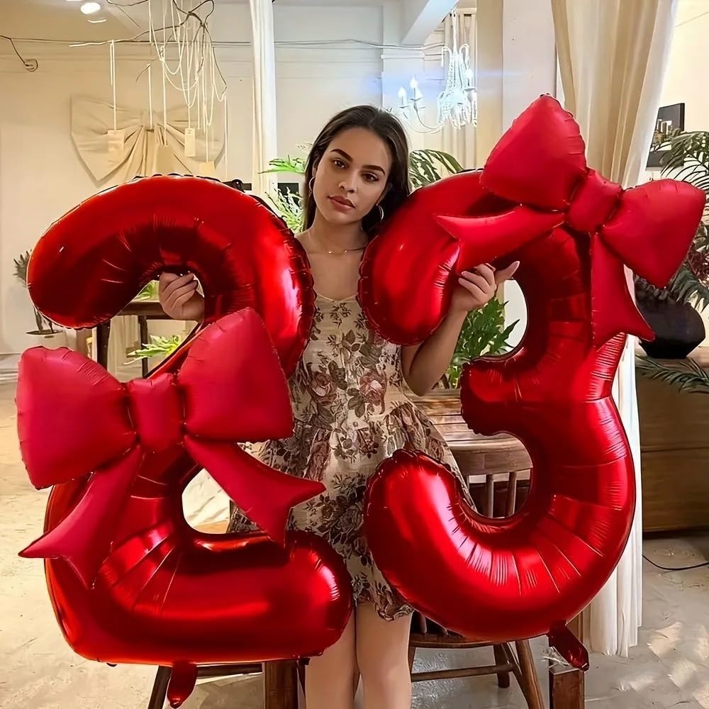 18 Birthday Number Foil Extra Large Balloon in Black and Golden Theme for 18th Birthday - 40 inch (23 Birthday Red Large Balloon)-image-20