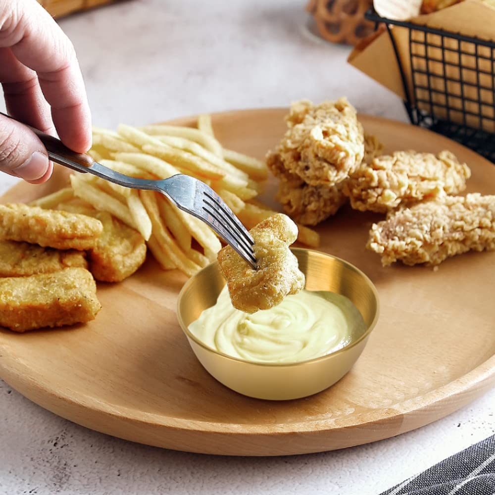 6 Ciotoline Per Salse In Acciaio Inox Dorato - 8cm X 3cm, Per Snack, Spezie E Aperitivi