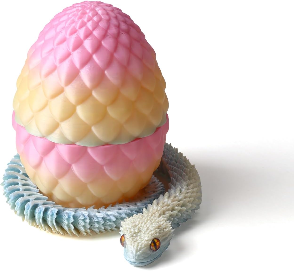 3D Printed Snake with Egg Inside, Realistic 3D Snake Toy with Flexible Joints Lifelike Design Ideal for Collectors and Display Unique 3D Printed Fidget Toy Animal