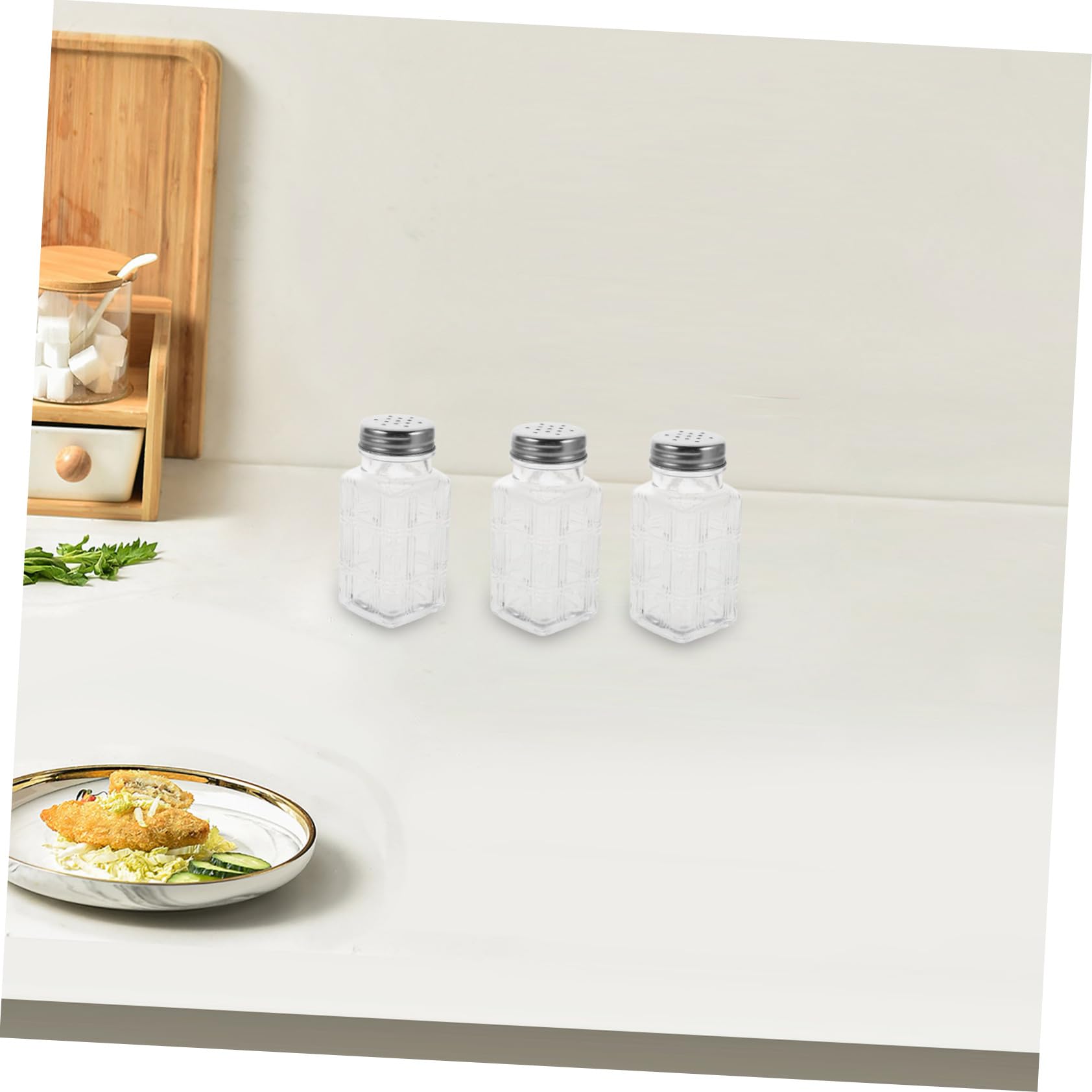 SOLUSTRE 16stücke Teiliges von Transparenten Gewürzgläsern aus Glas mit Deckeln zur Aufbewahrung von Gewürzen und Zutaten für Küche Quadratische Form für Stabiles Stand