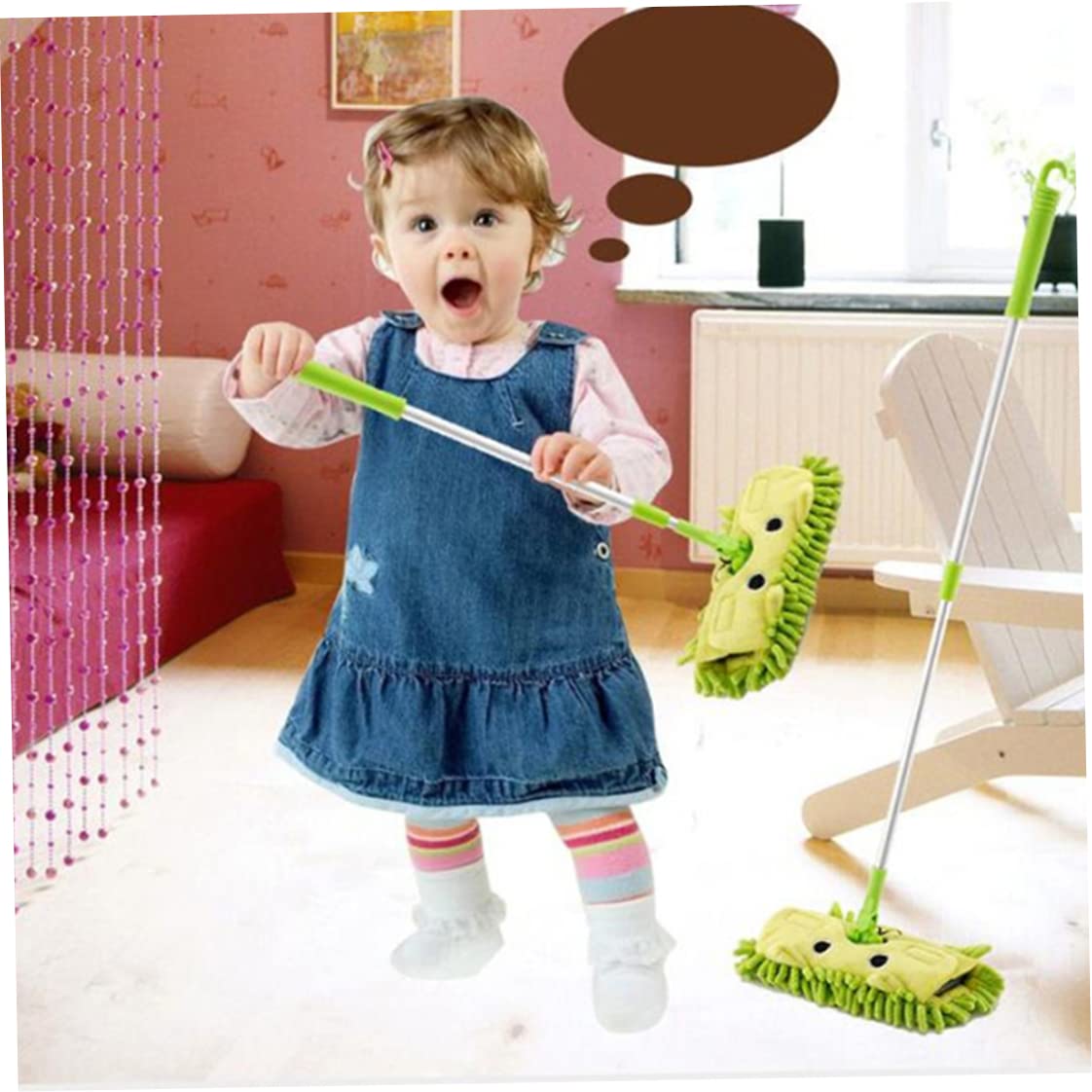 Balai de Nettoyage pour Enfants, Mini Balai de Nettoyage détachable, Outils pour Enfants 3 Ans et Plus, 3 Couleurs, Vert.