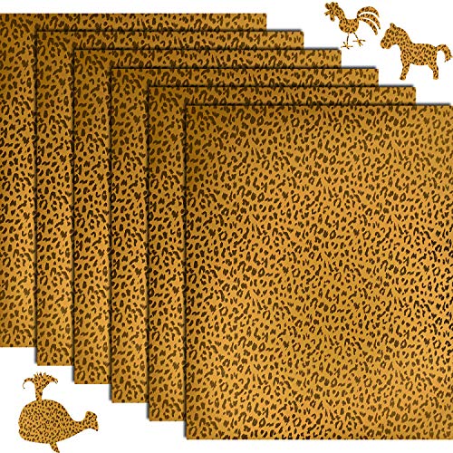 6 Pieces Leopard Print Vinyl Animal Print Metallic Vinyl Iron on Heat ...