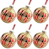6 Pcs Christmas Ball Ornaments Shatterproof Xmas Tree Decorations Seamless Painted Glass Hanging Christmas Balls Ornaments for Holiday Wedding Party Home Decor (80mm/3.15')