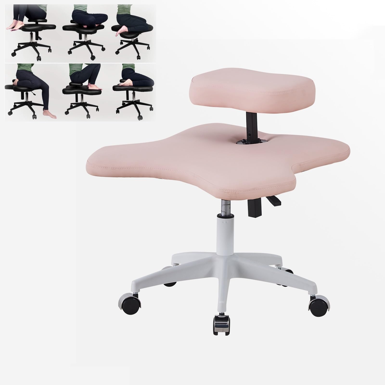 Silla ergonómica de Rodillas con Patas Cruzadas y Ruedas, Silla ergonómica de Rodillas, Silla Ajustable de Rodillas con Ruedas, Silla de meditación, Silla de Rodillas con Patas Cruzadas