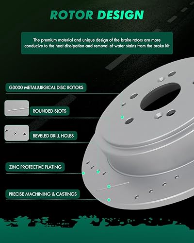 Miniatura 1067 de SCITOO Juego de 2 frenos de freno ranurados traseros para Chrysler Town & Country, 08-16 para Dodge Grand Caravan, 09-13 para Dodge Journey, 12-15