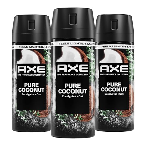AXE Fine Fragrance Collection Body Spray 3 Count Pure Coconut 72 Hour Freshness Aluminum Free 2.9 oz