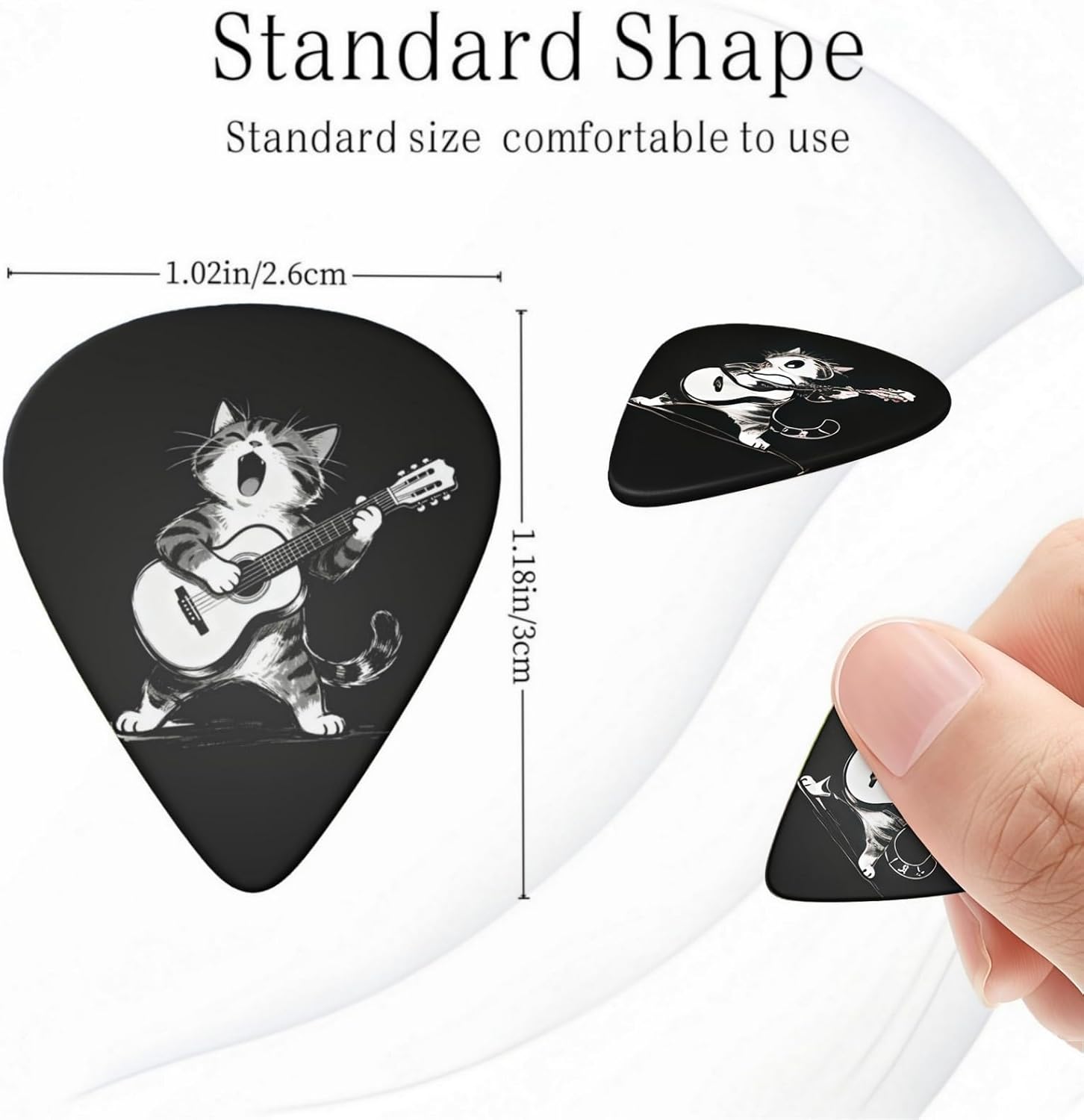 0.71mm Medium Guitar Picks - Wiggle Cat image 2