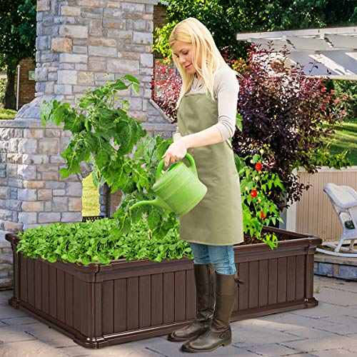 Giantex Raised Garden Bed, Planter For Flower Vegetables, Outdoor Plant Box Patio Backyard, Easy Assembly (48''Lx24''Wx12''H, Brown) #TOP2