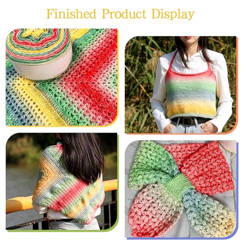 Image of Katech Ombre Yarn for Crocheting Knitting-Gradient Cake Variegated Soft Yarn with Vibrant Colors, Multicolor-Perfect for Blankets, Scarves, Shawls and Garments (Color B)