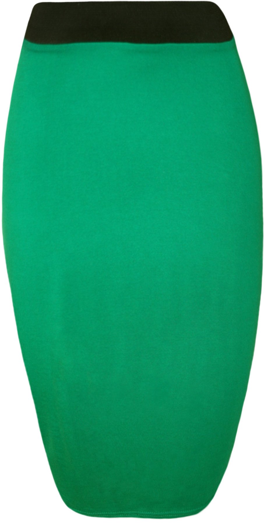 Wearall Women's Jade Plain Elastic Waist Bodycon Stretch Pencil Midi Skirt - 8-10