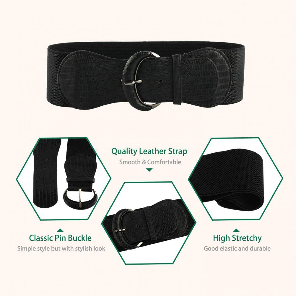 Ceinture large élastique en cuir synthétique pour femme Ceintures extensibles et épaisses
